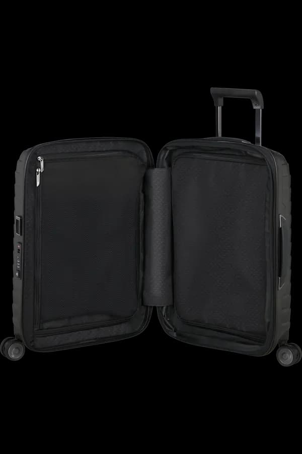 Official Samsonite Proxis 55 cm Matt Graphite open interior with zipped dividers in both halves
